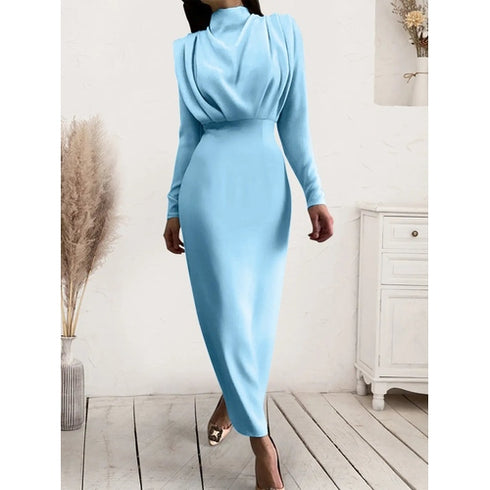 'Zosia' Ruched Turtleneck Dress - Celes Fashion